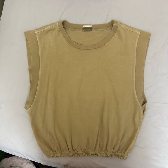 Mother The Swiper Crop Top Bronze Mist Tan Size Small Elastic Band Sleeveless - Picture 14 of 14